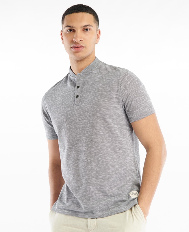 Men\'s Barbour Belgrave Sport Neck T Shirts Grey | RAWN-40351