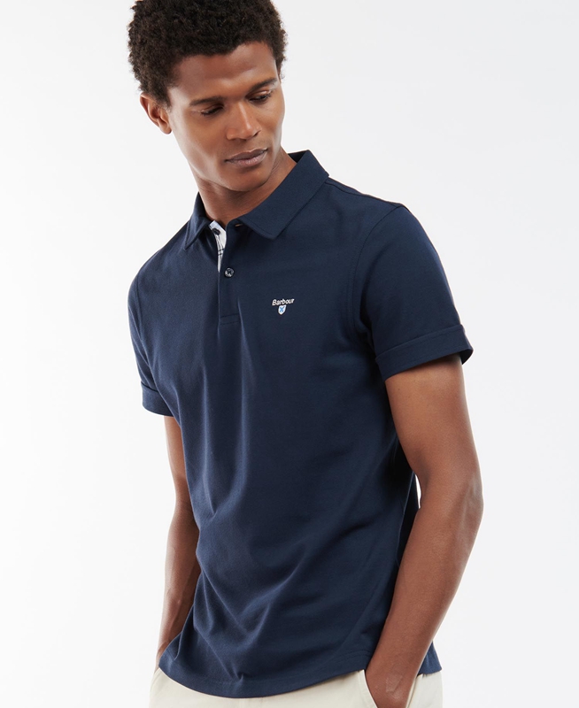 Men's Barbour Birkhill Polo shirts Navy | KSFE-27401