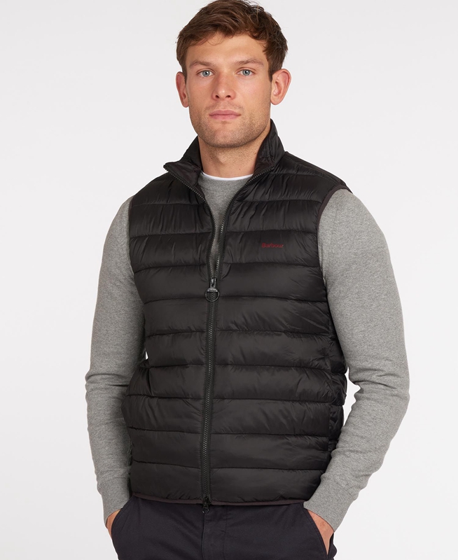 Men\'s Barbour Bretby Vest Black | FSXE-46025