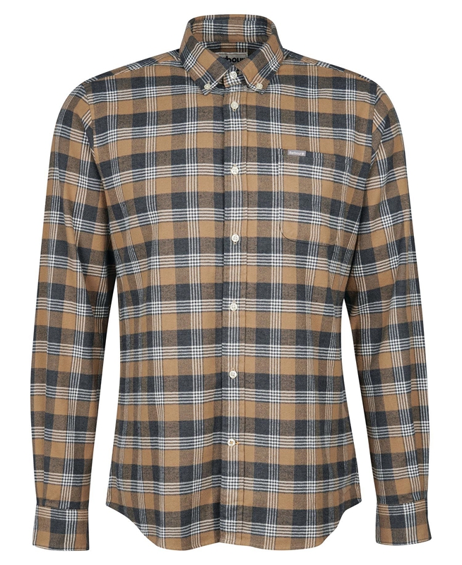 Men's Barbour Brockwell Tailored Fit Shirts Beige | TPXE-14028