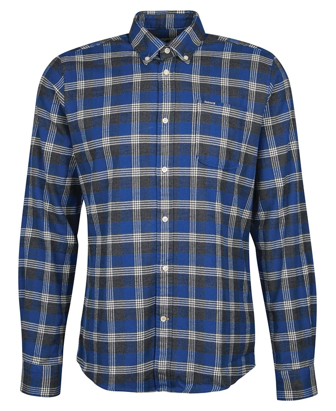 Men's Barbour Brockwell Tailored Fit Shirts Blue | YGWV-58769