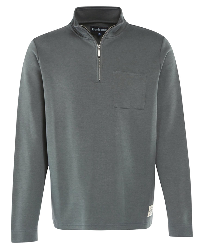 Men's Barbour Broughton Half Zip Sweatshirts Grey | GMWC-82567