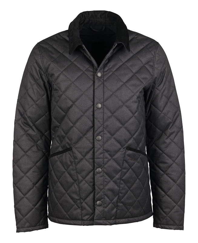 Men's Barbour Checked Heron Quilted Jackets Black | KWCT-78046