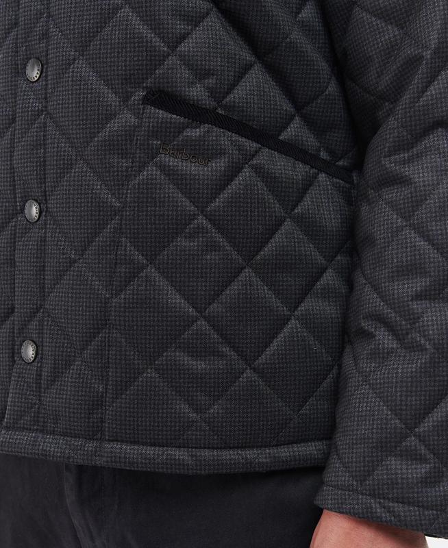 Men's Barbour Checked Heron Quilted Jackets Black | KWCT-78046