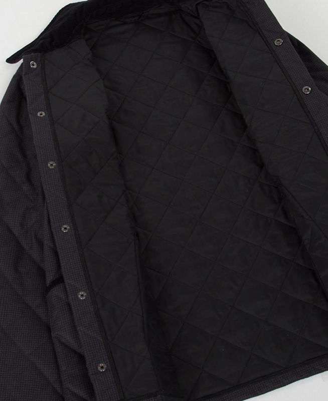 Men's Barbour Checked Heron Quilted Jackets Black | KWCT-78046