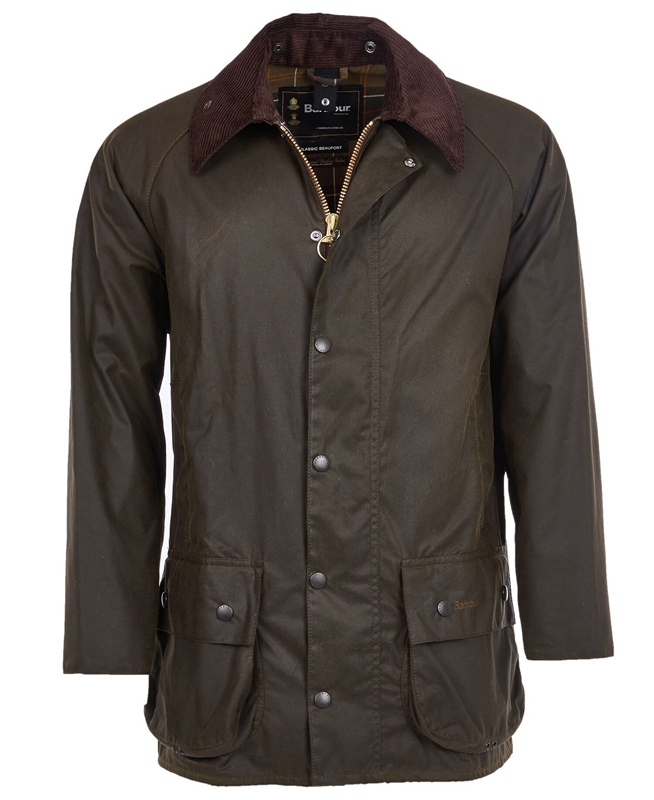 Men's Barbour Classic Beaufort® Waxed Jackets Olive | TDRX-69234