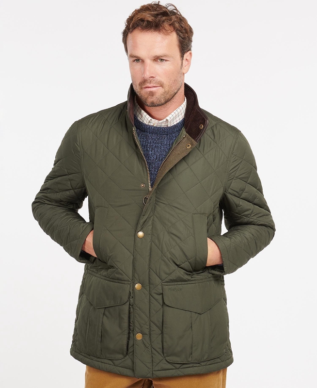 Men\'s Barbour Devon Quilted Jackets Green | RBVX-59761