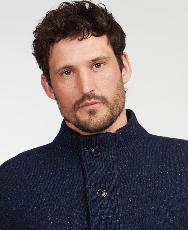 Men's Barbour Essential Cardigan Tisbury Zip Through Sweaters Navy | GZOA-13267