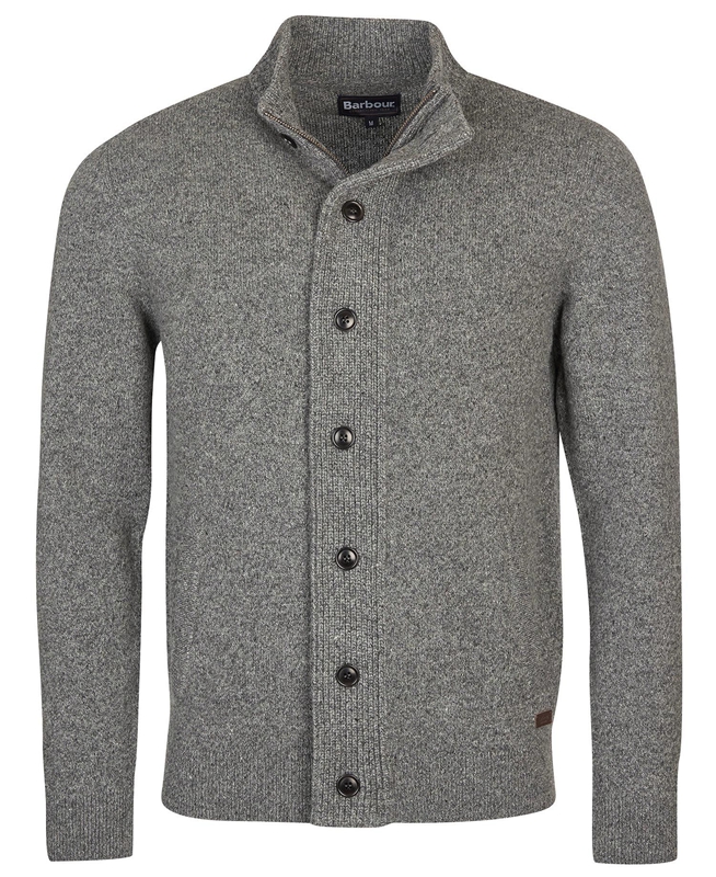 Men's Barbour Essential Cardigan Tisbury Zip Through Sweaters Grey | VHLJ-63950