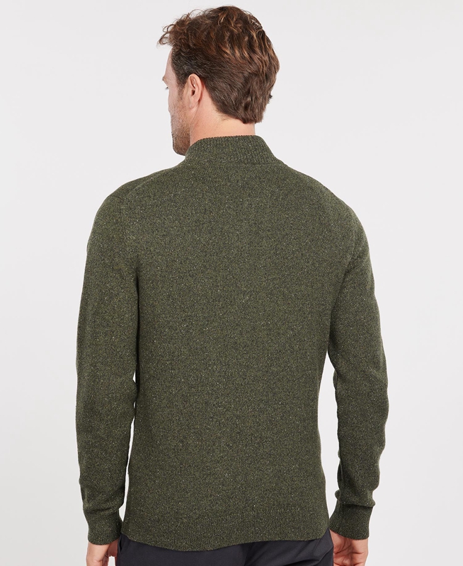 Men's Barbour Essential Cardigan Tisbury Zip Through Sweaters Green | YKXN-62783