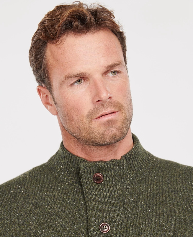 Men's Barbour Essential Cardigan Tisbury Zip Through Sweaters Green | YKXN-62783