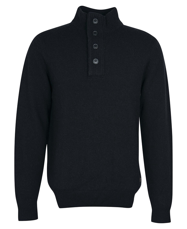 Men's Barbour Essential Elbow Patch Sweaters Black | TBYP-78391