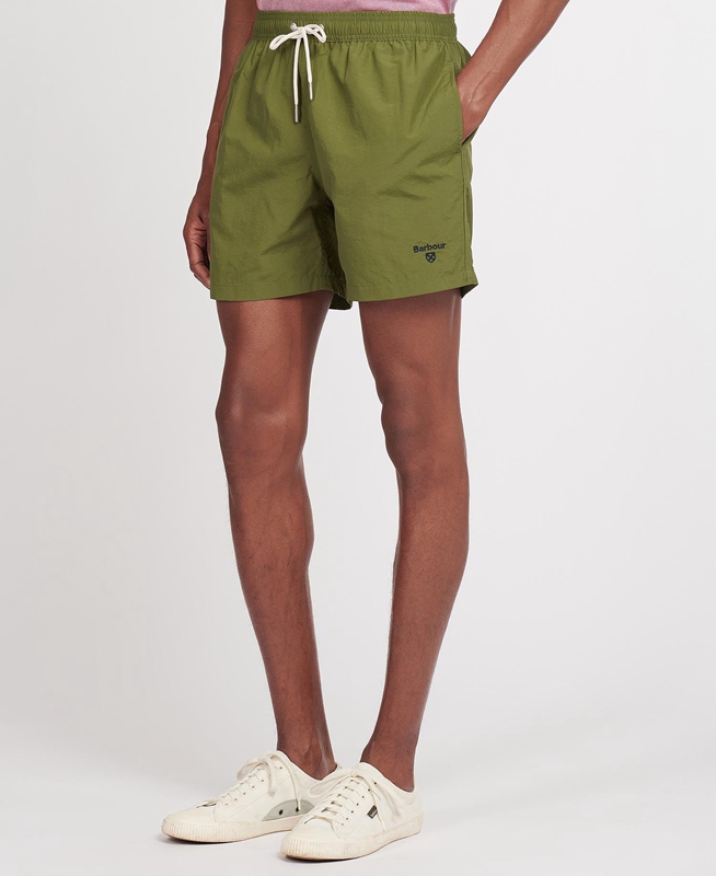 Men's Barbour Essential Logo 5'' Swim Pants Olive | MNQZ-25096