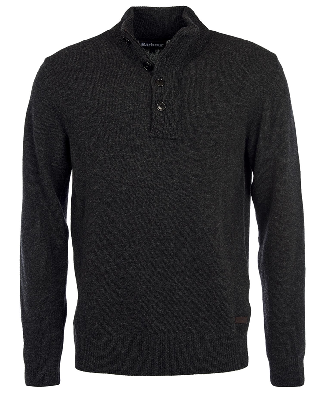 Men's Barbour Essential Patch Half Zip Sweaters Black | NBMV-18324