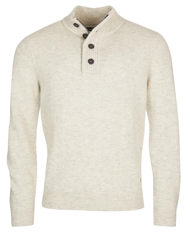 Men's Barbour Essential Patch Half Zip Sweaters Beige | UEHQ-26394