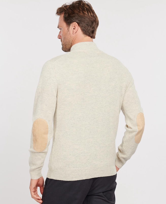 Men's Barbour Essential Patch Half Zip Sweaters Beige | UEHQ-26394