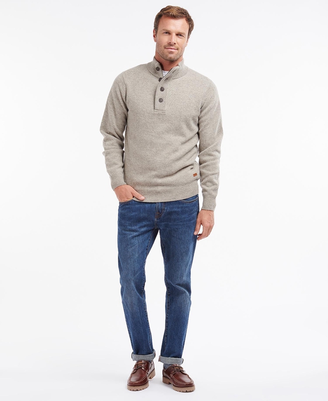 Men's Barbour Essential Patch Half Zip Sweaters Grey | VAPN-79184