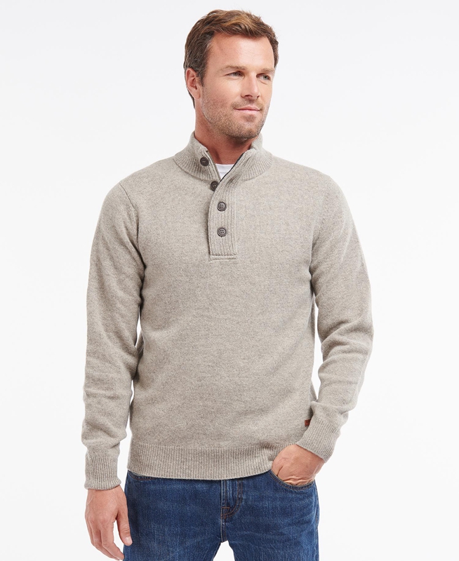 Men's Barbour Essential Patch Half Zip Sweaters Grey | VAPN-79184