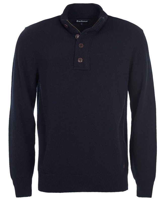 Men's Barbour Essential Patch Half Zip Sweaters Navy | XYWZ-37928