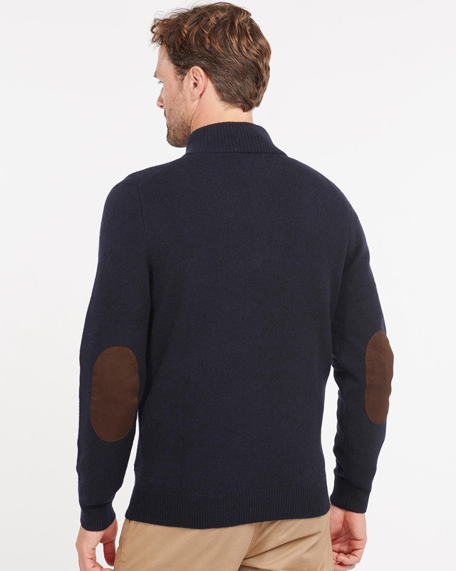 Men's Barbour Essential Patch Half Zip Sweaters Navy | XYWZ-37928