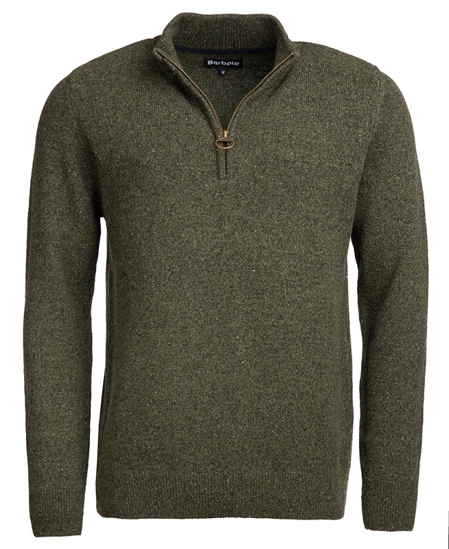 Men's Barbour Essential Tisbury Half Zip Sweaters Olive | AEJK-18579