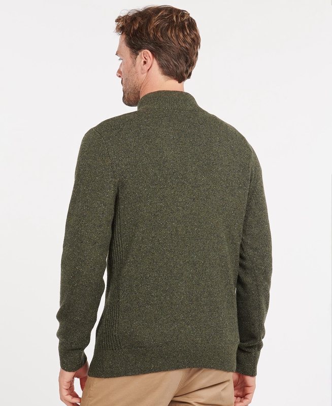 Men's Barbour Essential Tisbury Half Zip Sweaters Olive | AEJK-18579