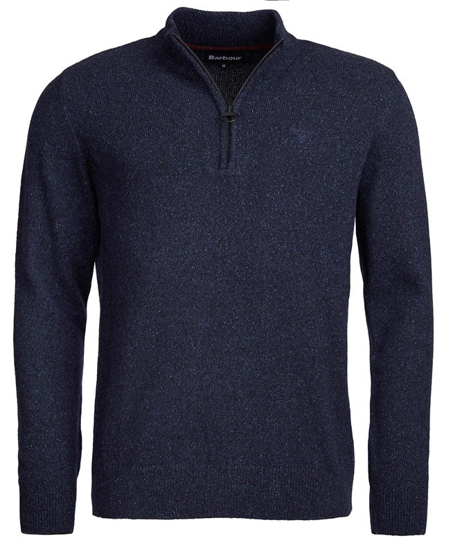 Men's Barbour Essential Tisbury Half Zip Sweaters Navy | NFMD-57210