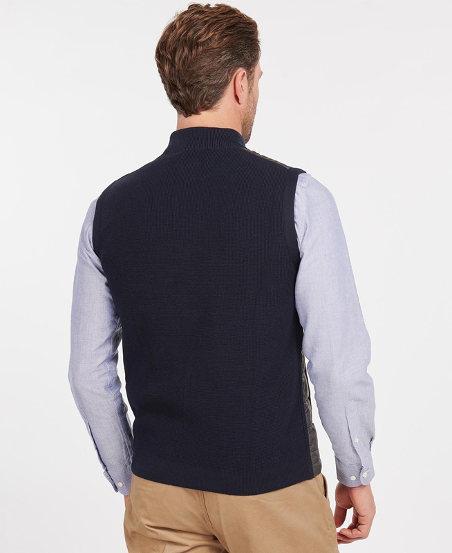 Men's Barbour Essential Vest Navy | HRGK-92703