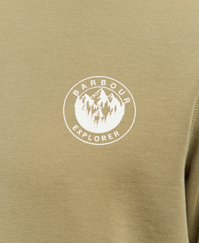 Men's Barbour Explorer Camper Crew Sweatshirts Olive | NPIY-81960