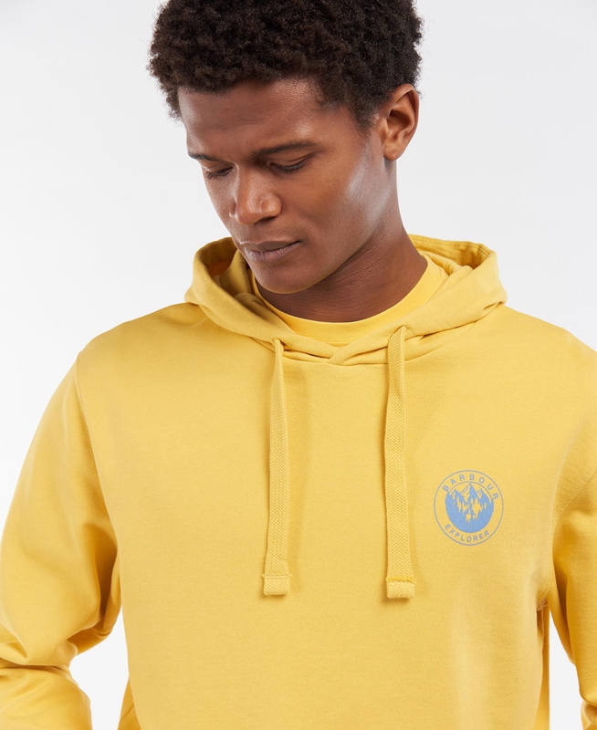 Men's Barbour Explorer Hoodie Sweatshirts Yellow | TRYW-75098