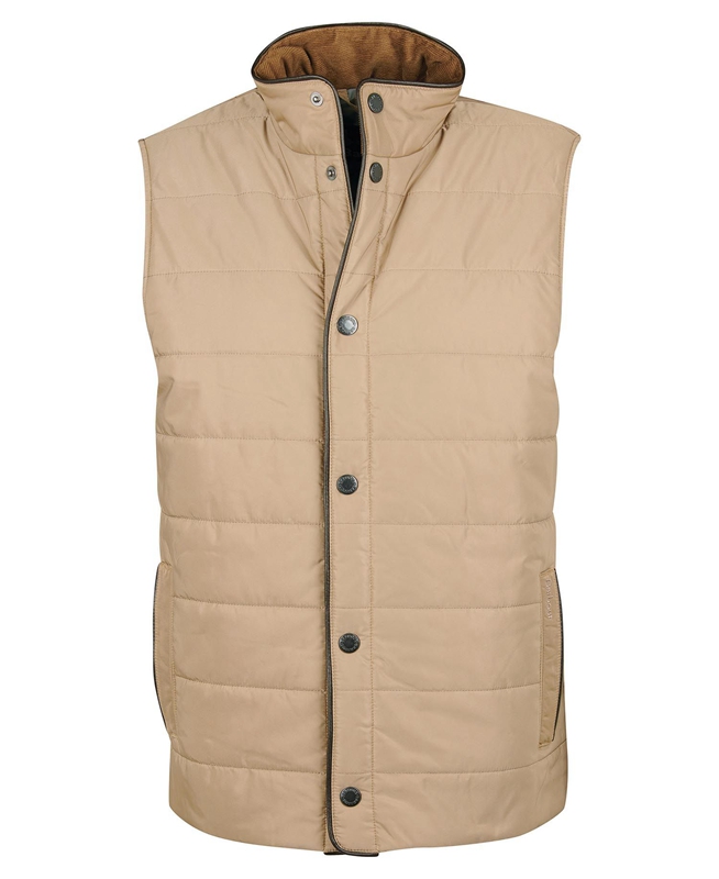 Men's Barbour Farnham Vest Beige | BWOE-16583