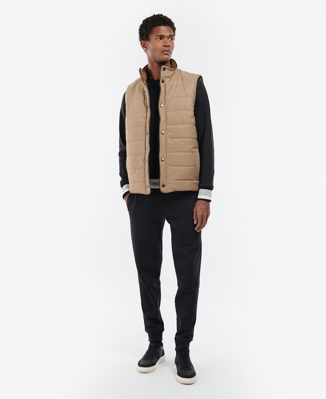 Men's Barbour Farnham Vest Beige | BWOE-16583