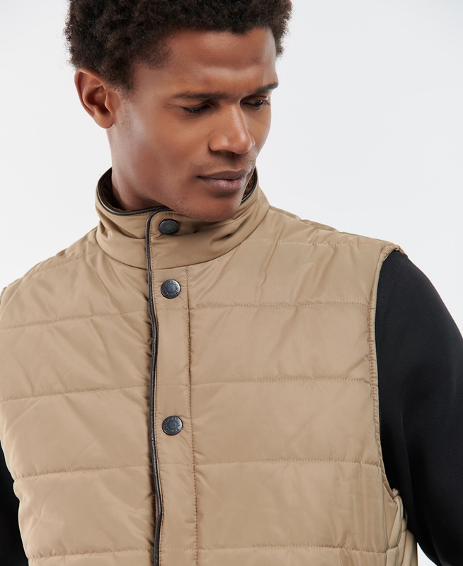 Men's Barbour Farnham Vest Beige | BWOE-16583