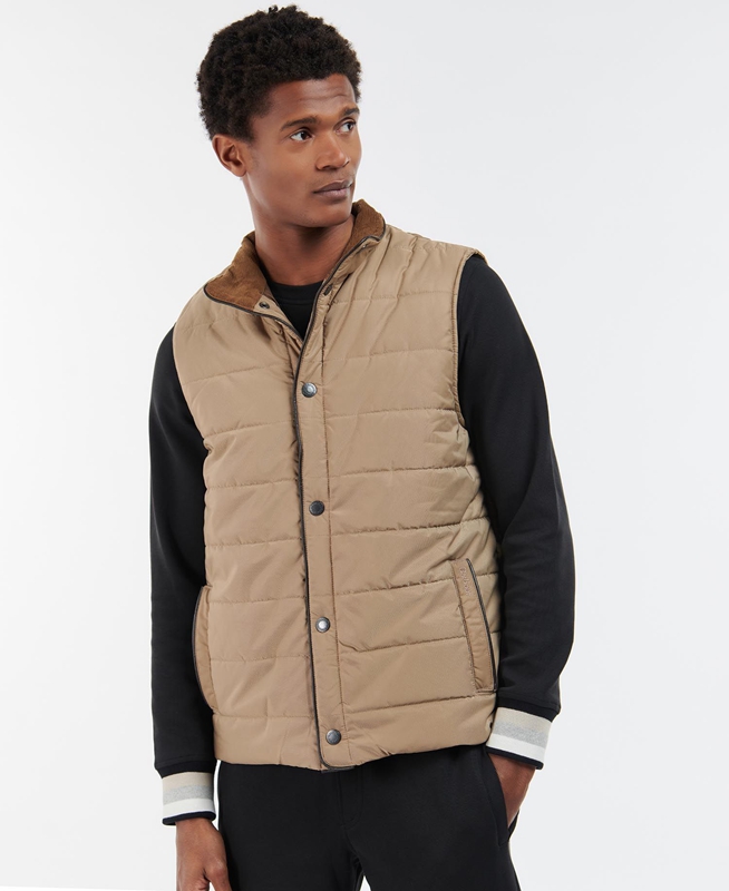 Men's Barbour Farnham Vest Beige | BWOE-16583