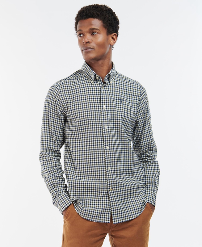 Men's Barbour Finkle Tailored Shirts Blue | WNXM-25617