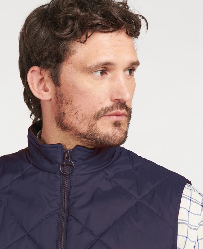 Men's Barbour Finn Vest Blue | XBPF-95607