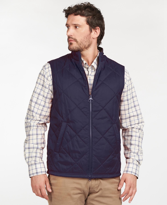 Men\'s Barbour Finn Vest Blue | XBPF-95607