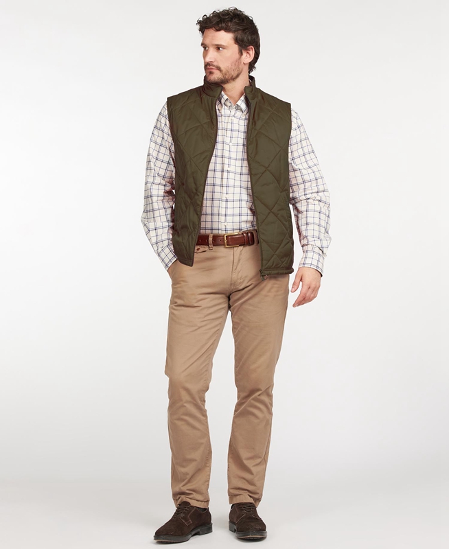 Men's Barbour Finn Vest Green | OMZH-75142