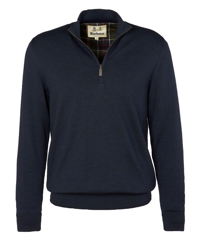 Men's Barbour Gamlan Half Zip Sweaters Blue | DFRC-06248