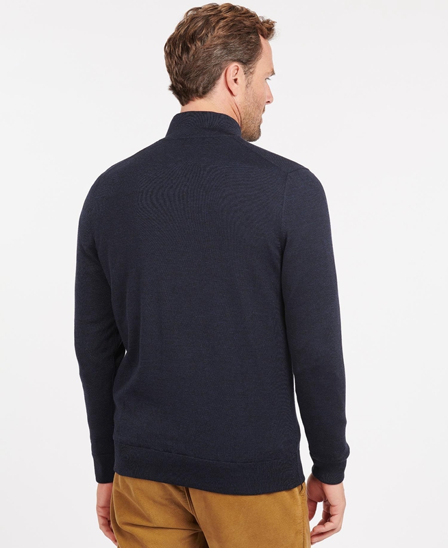 Men's Barbour Gamlan Half Zip Sweaters Blue | DFRC-06248