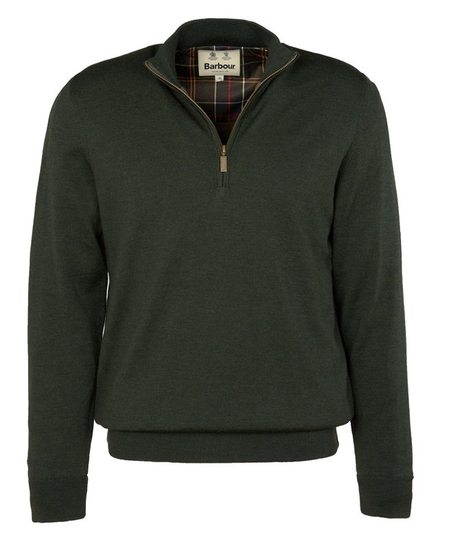 Men's Barbour Gamlan Half Zip Sweaters Green | XBYH-68375