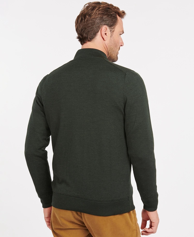 Men's Barbour Gamlan Half Zip Sweaters Green | XBYH-68375