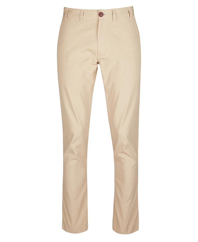 Men's Barbour Glendale Chino Pants Beige | DPWZ-17062