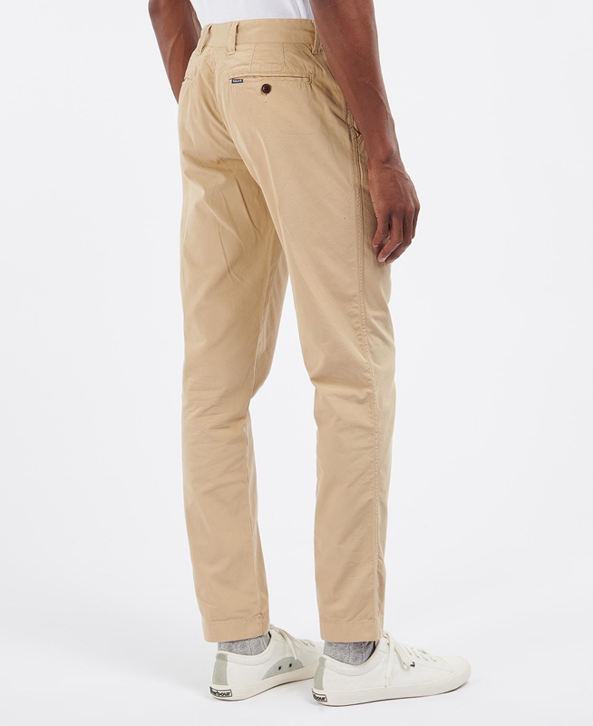 Men's Barbour Glendale Chino Pants Beige | DPWZ-17062