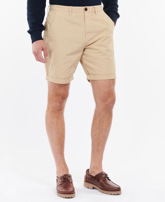 Men\'s Barbour Glendale Short Pants Beige | BXFR-59287