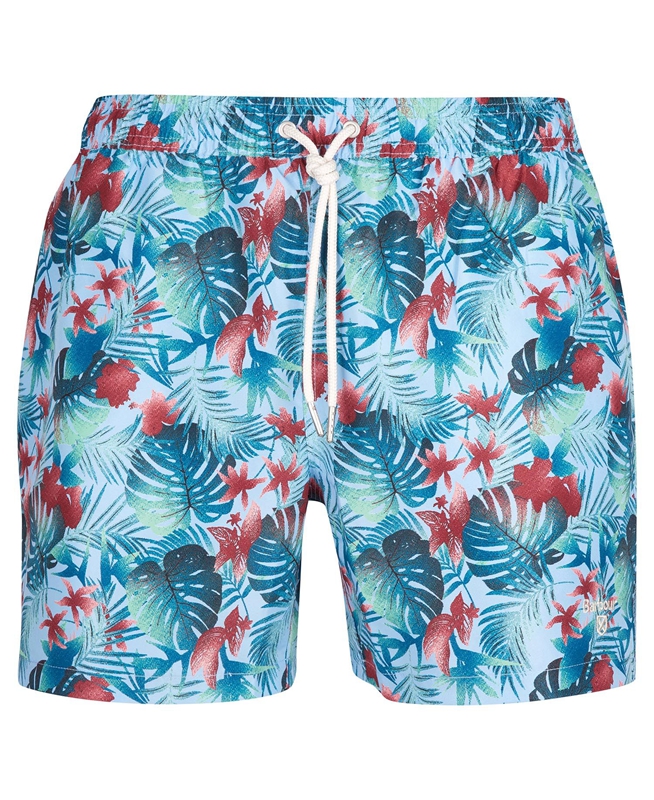 Men's Barbour Hawaiian Print Swim Pants Blue | EJCB-57692