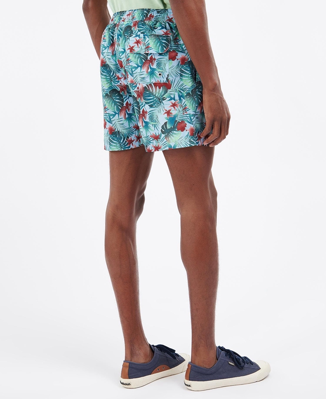 Men's Barbour Hawaiian Print Swim Pants Blue | EJCB-57692