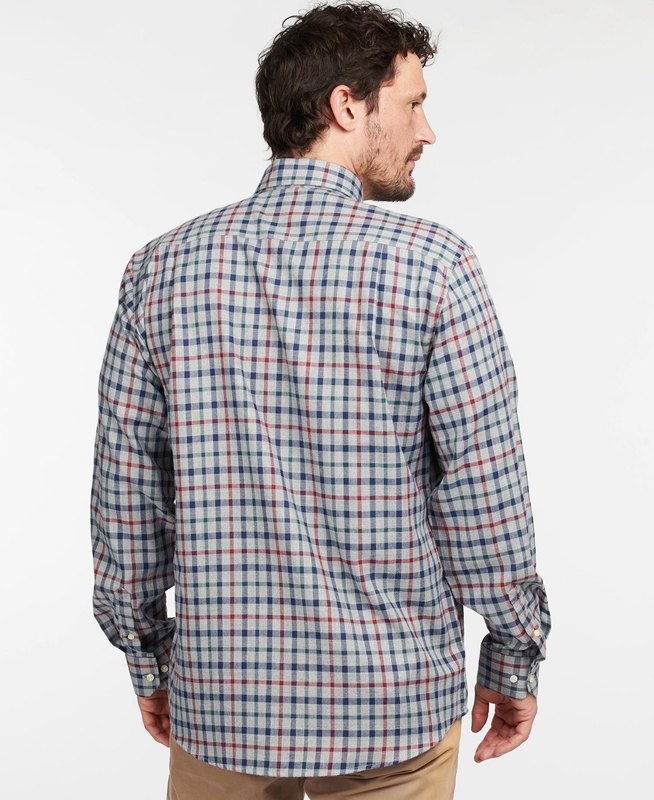 Men's Barbour Hemd Coll Thermo Shirts Grey | MZWY-72601