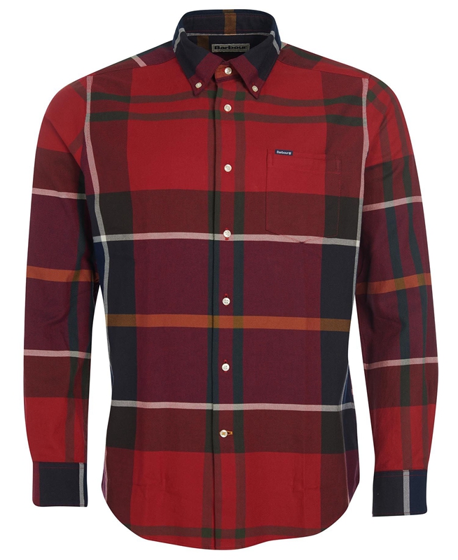 Men's Barbour Hemd Dunoon Taillored Shirts Red | KBVH-64205