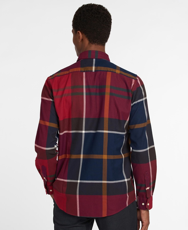 Men's Barbour Hemd Dunoon Taillored Shirts Red | KBVH-64205